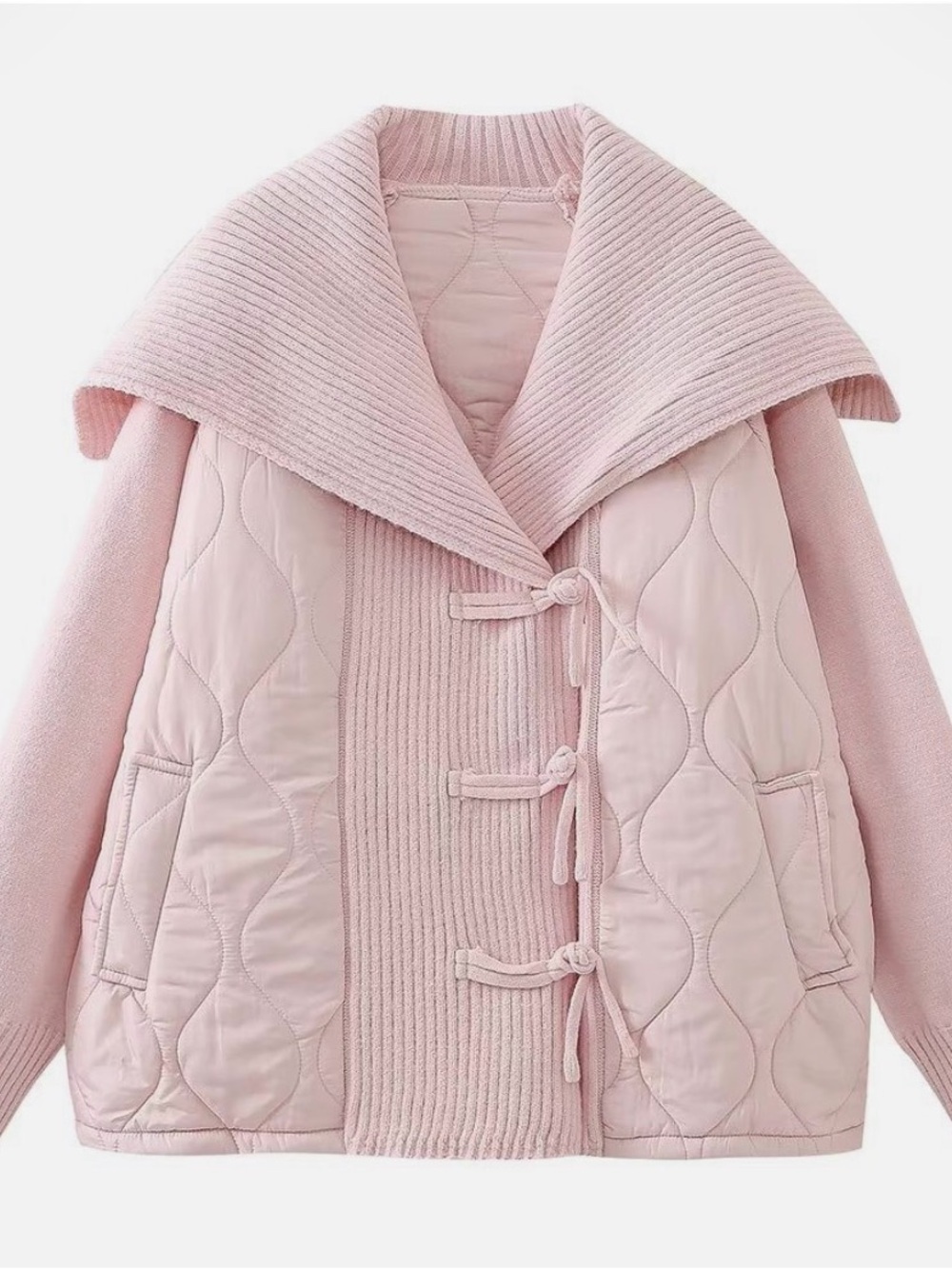 Soft Pink Quilted Knit Toggle Jacket